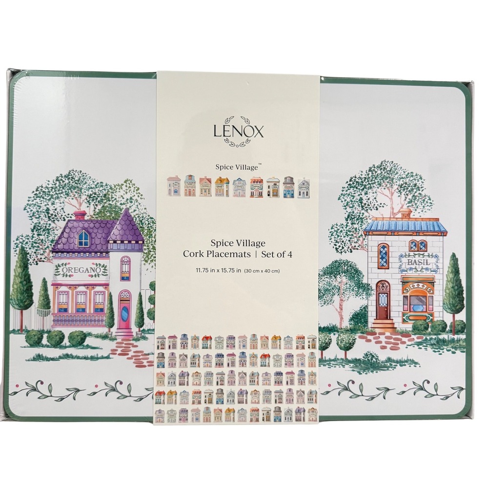 Lenox Spice Village Cork Placemats Set of 4 Village House 11.75x15.75 BRAND NEW